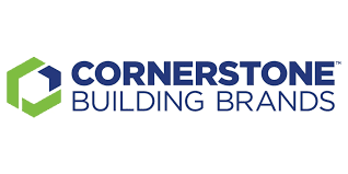 Logo of Cornerstone Building Brands with a green and blue geometric shape next to the company name.